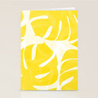 Mellow Yellow Monstera Leaves White Background #decor #society6 #buyart Stationery Card Gallery Image 2