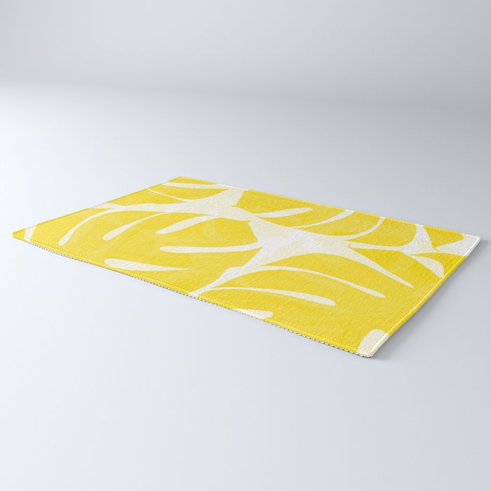 Mellow Yellow Monstera Leaves White Background #decor #society6 #buyart Rug Gallery Image 3