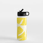 Mellow Yellow Monstera Leaves White Background #decor #society6 #buyart Water Bottle Gallery Image 1