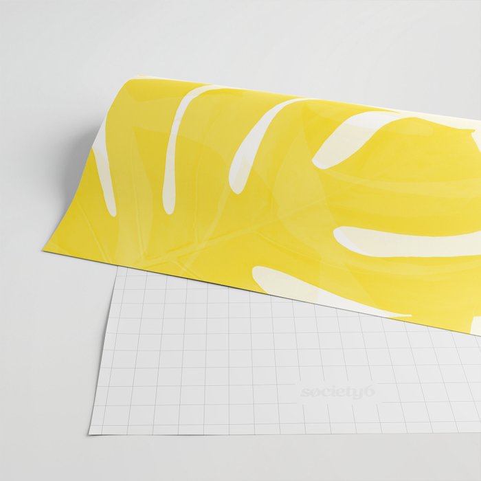 Mellow Yellow Monstera Leaves White Background #decor #society6 #buyart Wrapping Paper Gallery Image 2