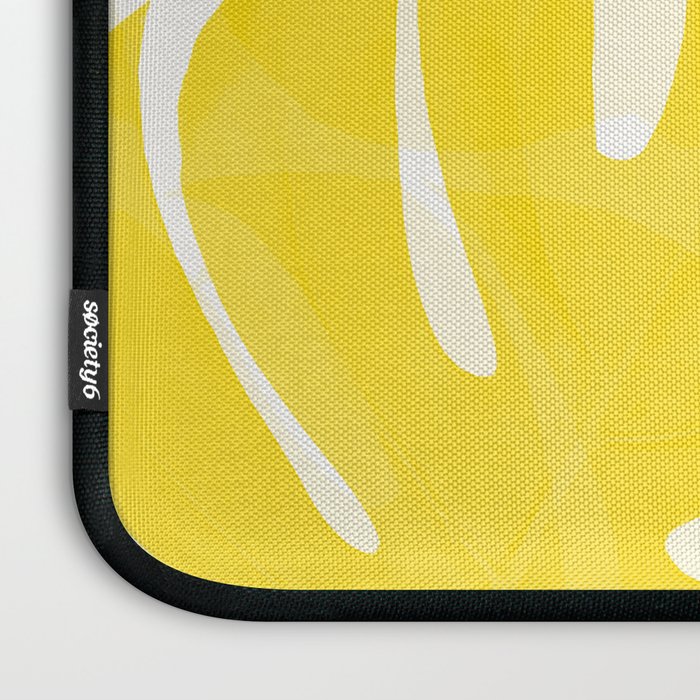 Mellow Yellow Monstera Leaves White Background #decor #society6 #buyart Laptop Sleeve Gallery Image 3