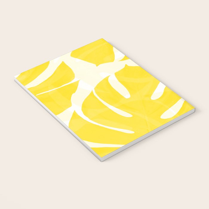 Mellow Yellow Monstera Leaves White Background #decor #society6 #buyart Notebook Gallery Image 3