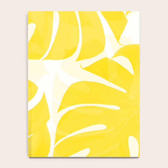 Mellow Yellow Monstera Leaves White Background #decor #society6 #buyart Notebook Gallery Image 4