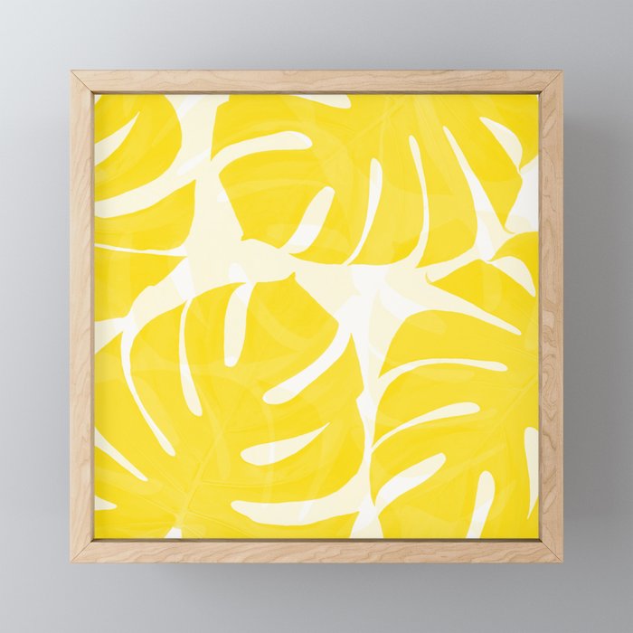 Mellow Yellow Monstera Leaves White Background #decor #society6 #buyart Mini Art Print Gallery Image 1