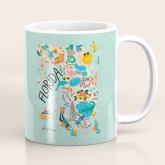 Florida State Beach Map Coffee Mug Gallery Image 1