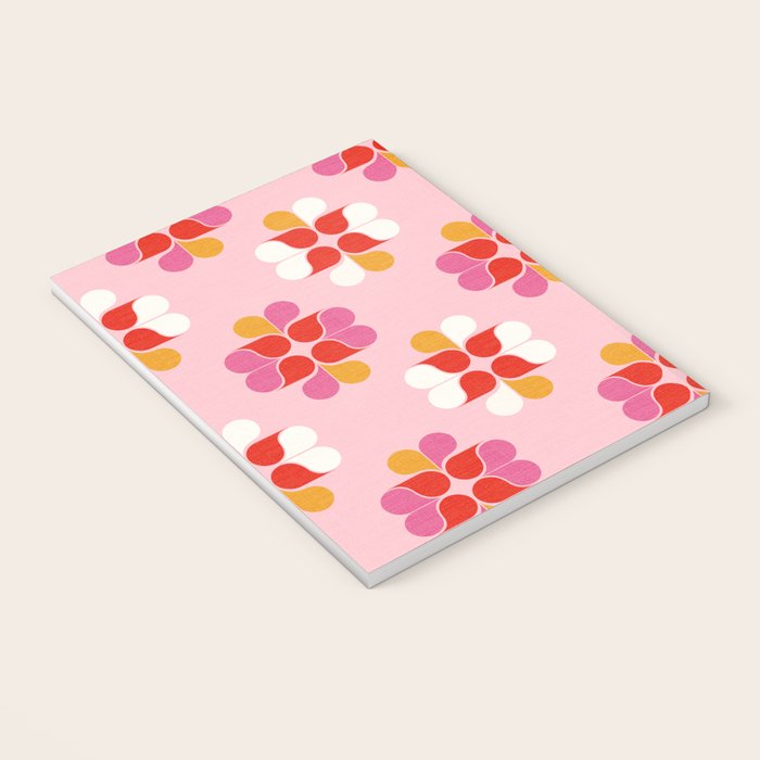Retro Floral Pattern in Pink, Red, and Orange Notebook Gallery Image 3