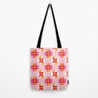 Retro Floral Pattern in Pink, Red, and Orange Tote Bag Gallery Image 2