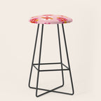 Retro Floral Pattern in Pink, Red, and Orange Stool Gallery Image 1