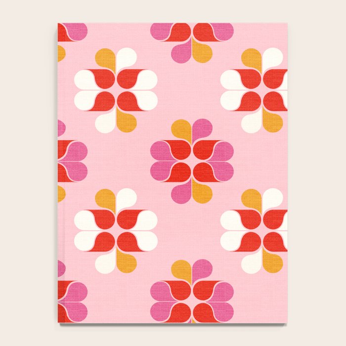 Retro Floral Pattern in Pink, Red, and Orange Notebook Gallery Image 4