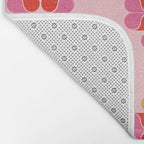 Retro Floral Pattern in Pink, Red, and Orange Bath Mat Gallery Image 2