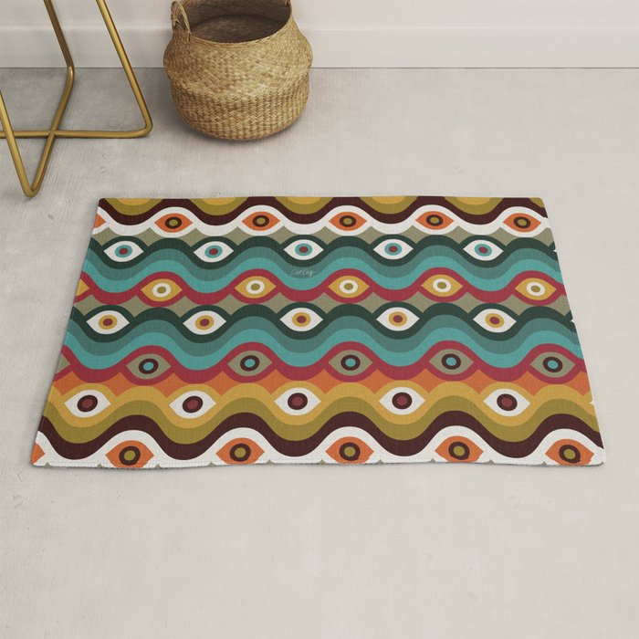 Psychedelic Eye Melt - Teal & Crimson Rug Gallery Image 1