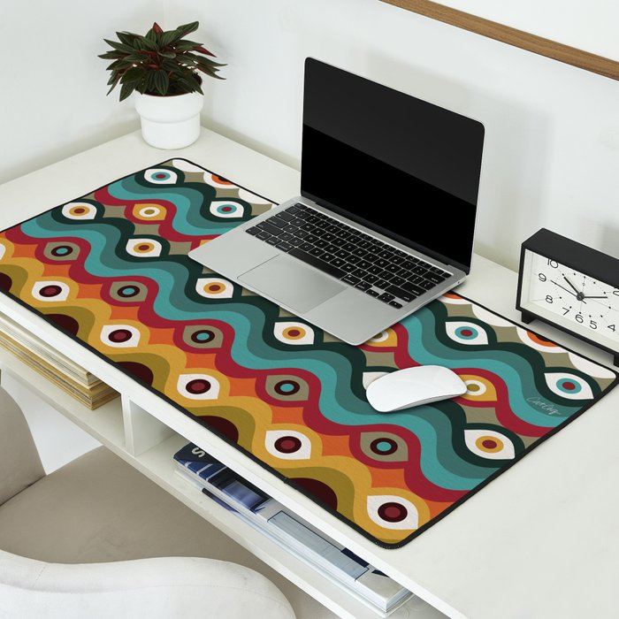 Psychedelic Eye Melt - Teal & Crimson Desk Mat Gallery Image 2