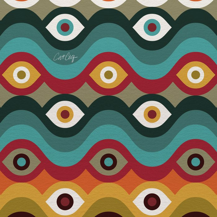 Psychedelic Eye Melt - Teal & Crimson Coffee Mug Gallery Image 2