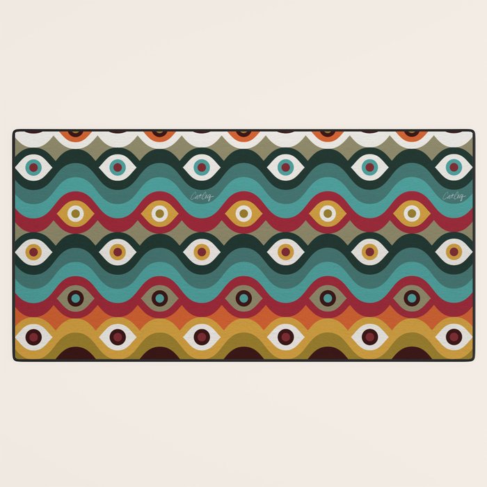 Psychedelic Eye Melt - Teal & Crimson Desk Mat Gallery Image 3