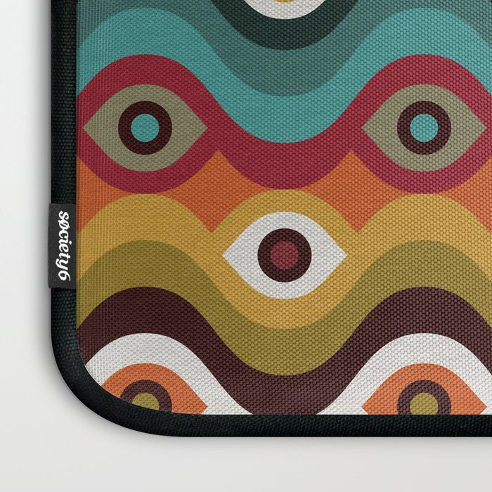 Psychedelic Eye Melt - Teal & Crimson Laptop Sleeve Gallery Image 3