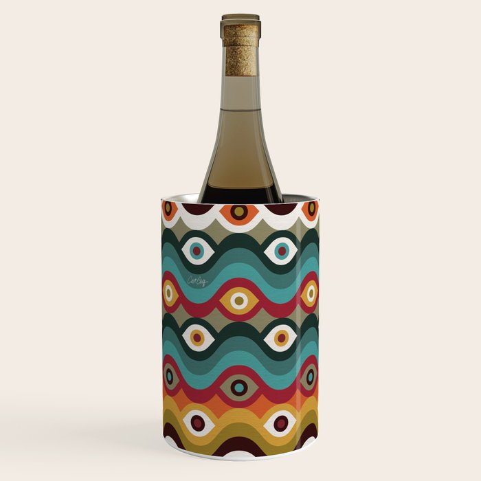 Psychedelic Eye Melt - Teal & Crimson Wine Chiller Gallery Image 1
