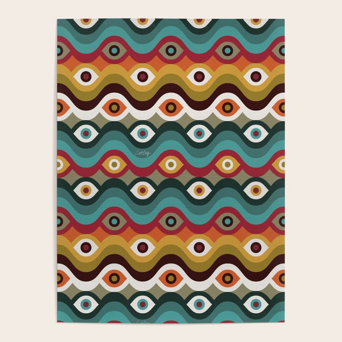 Psychedelic Eye Melt - Teal & Crimson Poster Gallery Image 4