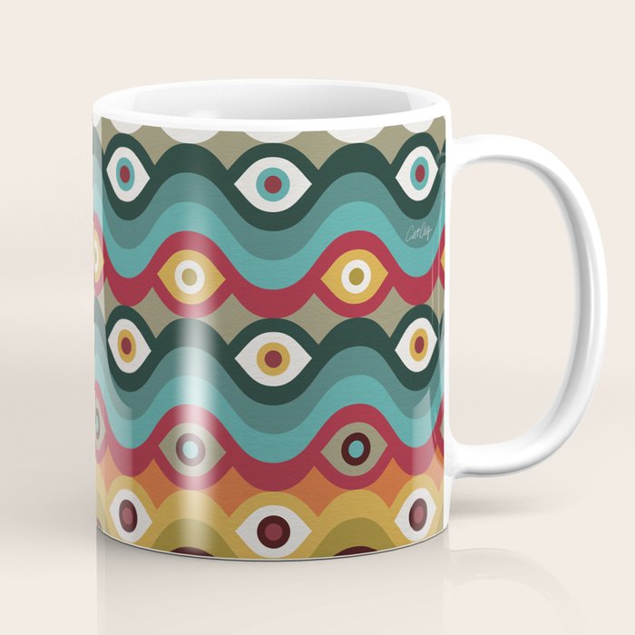 Psychedelic Eye Melt - Teal & Crimson Coffee Mug Gallery Image 1