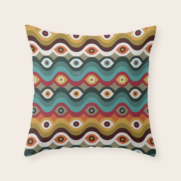 Psychedelic Eye Melt - Teal & Crimson Throw Pillow Gallery Image 1