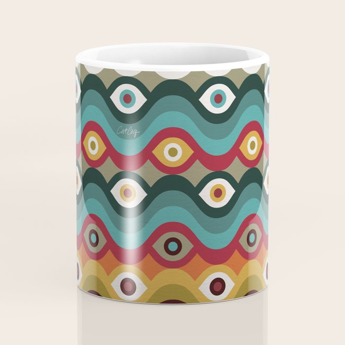 Psychedelic Eye Melt - Teal & Crimson Coffee Mug Gallery Image 4