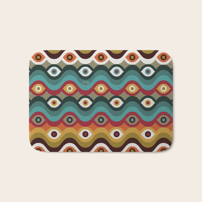 Psychedelic Eye Melt - Teal & Crimson Bath Mat Gallery Image 1