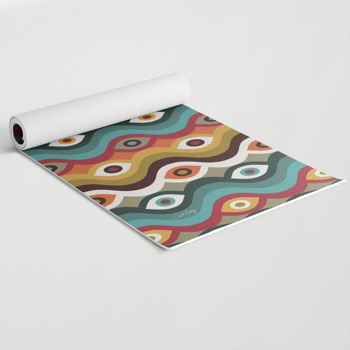 Psychedelic Eye Melt - Teal & Crimson Yoga Mat Gallery Image 2