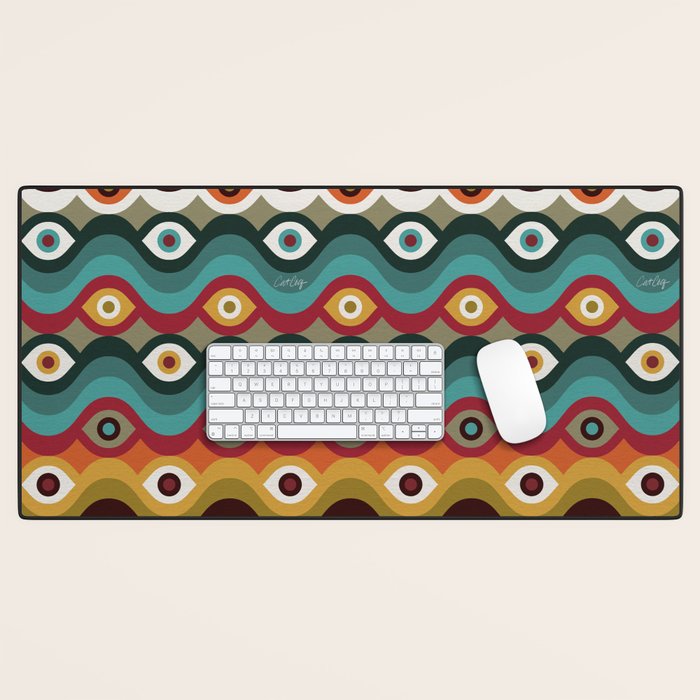 Psychedelic Eye Melt - Teal & Crimson Desk Mat Gallery Image 1