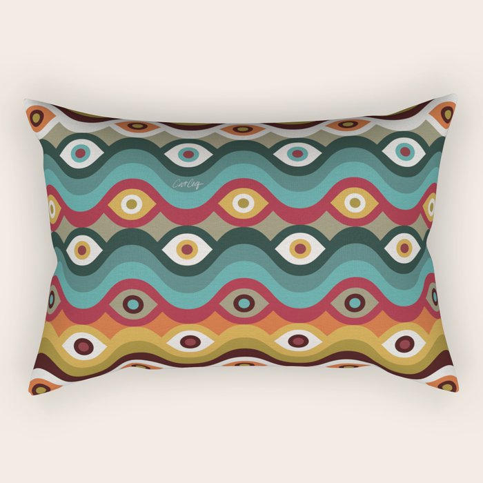 Psychedelic Eye Melt - Teal & Crimson Rectangular Pillow Gallery Image 1