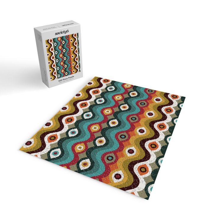 Psychedelic Eye Melt - Teal & Crimson Jigsaw Puzzle Gallery Image 2