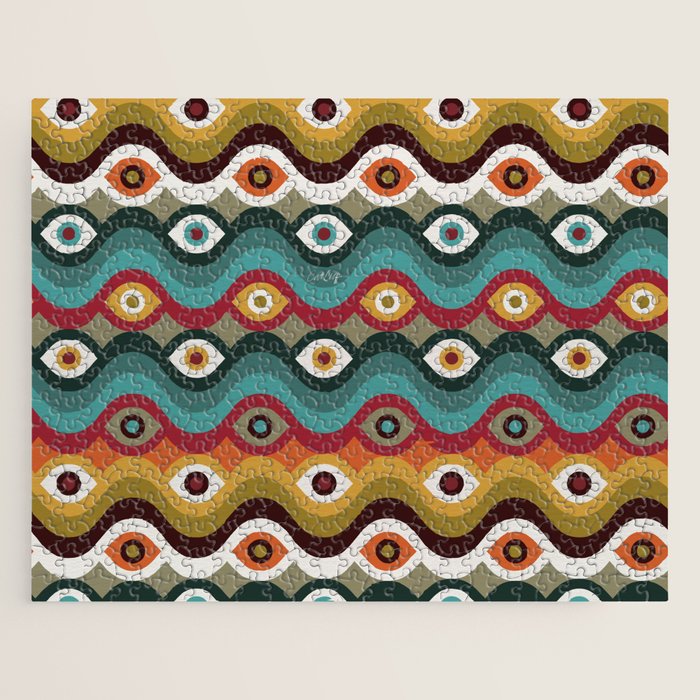 Psychedelic Eye Melt - Teal & Crimson Jigsaw Puzzle Gallery Image 1