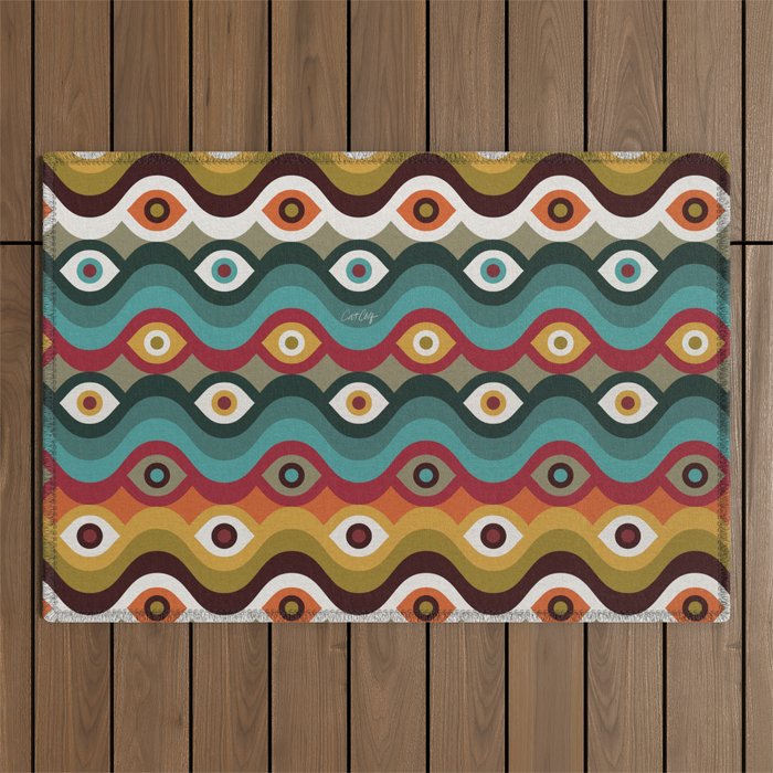 Psychedelic Eye Melt - Teal & Crimson Outdoor Rug Gallery Image 1