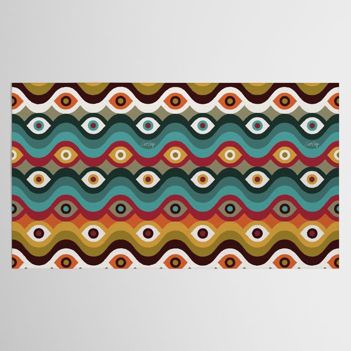 Psychedelic Eye Melt - Teal & Crimson Tablecloth Gallery Image 2