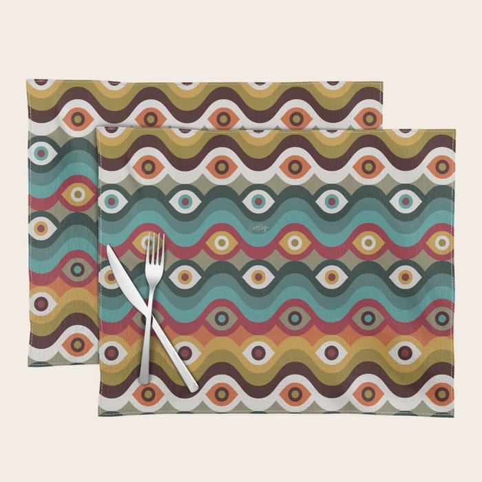Psychedelic Eye Melt - Teal & Crimson Placemat Gallery Image 1