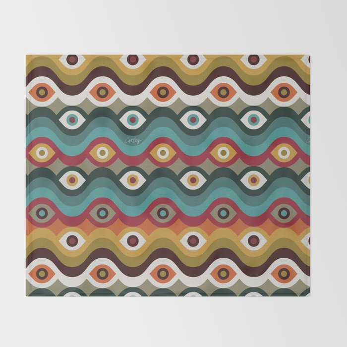 Psychedelic Eye Melt - Teal & Crimson Throw Blanket Gallery Image 2