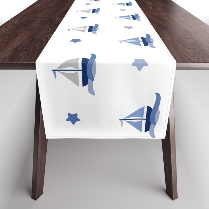Navy Blue Nautical Sailboat Table Runner Gallery Image 1