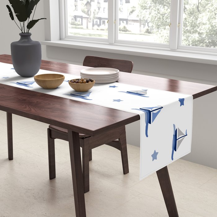 Navy Blue Nautical Sailboat Table Runner Gallery Image 2
