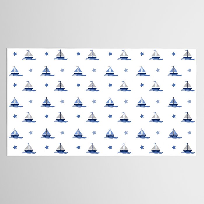 Navy Blue Nautical Sailboat Tablecloth Gallery Image 2