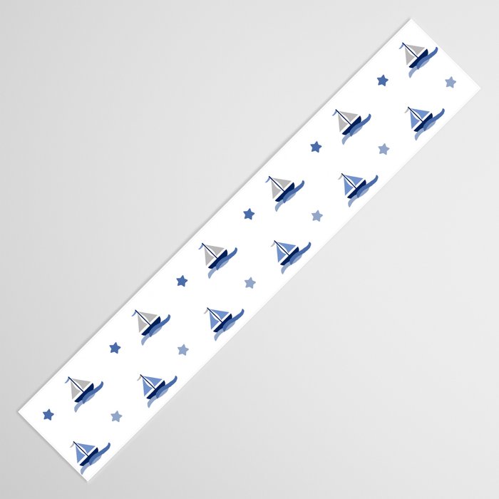 Navy Blue Nautical Sailboat Table Runner Gallery Image 3