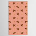 Cute Hair Bows & Stars in Peach & Brown Tablecloth Gallery Image 2
