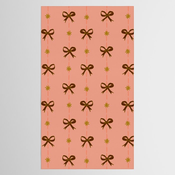 Cute Hair Bows & Stars in Peach & Brown Tablecloth Gallery Image 2