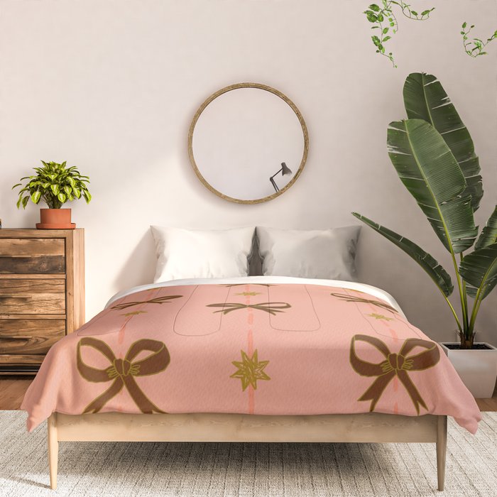 Cute Hair Bows & Stars in Peach & Brown Comforter Gallery Image 3