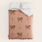 Cute Hair Bows & Stars in Peach & Brown Comforter Gallery Image 6