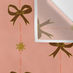 Cute Hair Bows & Stars in Peach & Brown Wall Tapestry Gallery Image 3