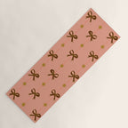 Cute Hair Bows & Stars in Peach & Brown Yoga Mat Gallery Image 1