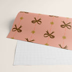 Cute Hair Bows & Stars in Peach & Brown Wrapping Paper Gallery Image 2