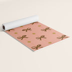 Cute Hair Bows & Stars in Peach & Brown Yoga Mat Gallery Image 2