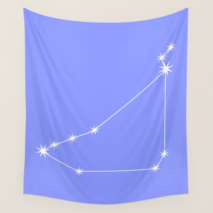 Capricorn Zodiac Star Constellation Line Art Pastel Purple Wall Tapestry Gallery Image 4
