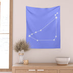 Capricorn Zodiac Star Constellation Line Art Pastel Purple Wall Tapestry Gallery Image 2