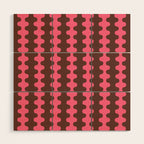 Wavy Stripes Ogee A-Go-Go Eclectic Vertical Pattern in Pink and Brown Wood Wall Art Gallery Image 1
