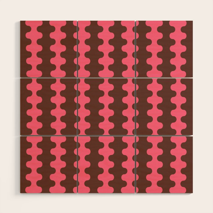 Wavy Stripes Ogee A-Go-Go Eclectic Vertical Pattern in Pink and Brown Wood Wall Art Gallery Image 1